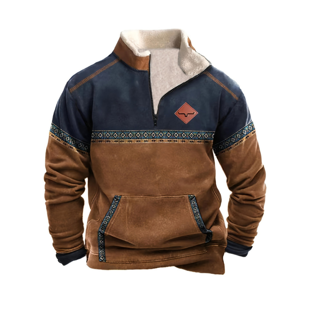 Troels | Herre Fleece Pullover med Mønsterdetaljer