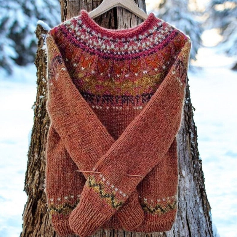 Sarah™ | Vintage Islandsk Jacquard-Sweater Med Rund Hals