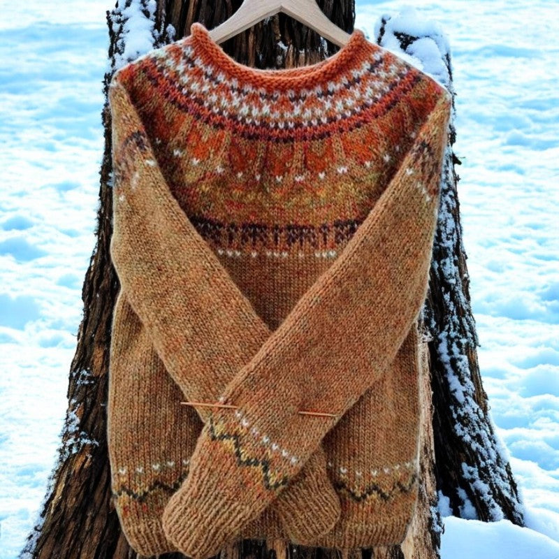 Ilaria™ | Vintage Jacquard-Sweater Med Rund Hals