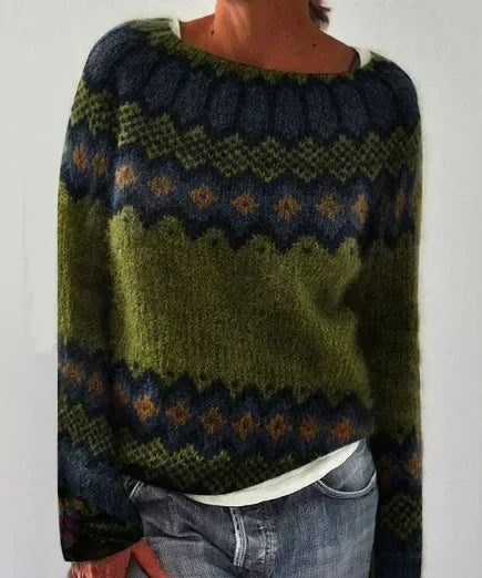 Astrid™ | Stilfuld Trykt Sweater i Blød Bomuld