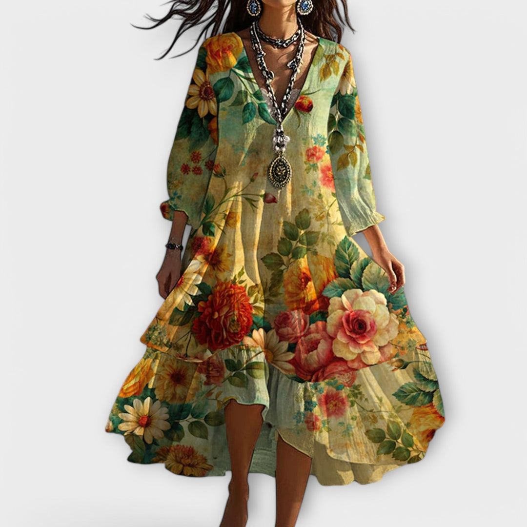 Marina™ | Vintage Boho V-hals Kjole