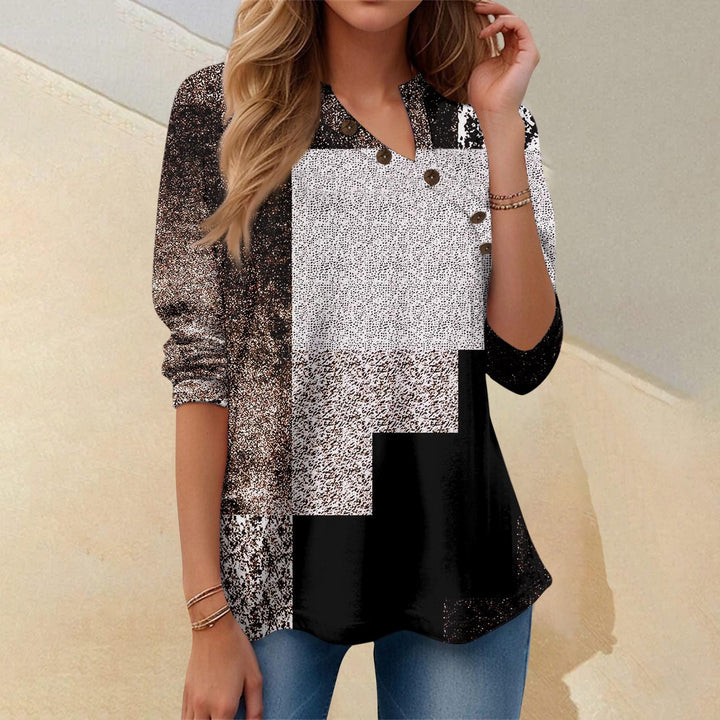 Sofie | V-hals Bluse med Knapper