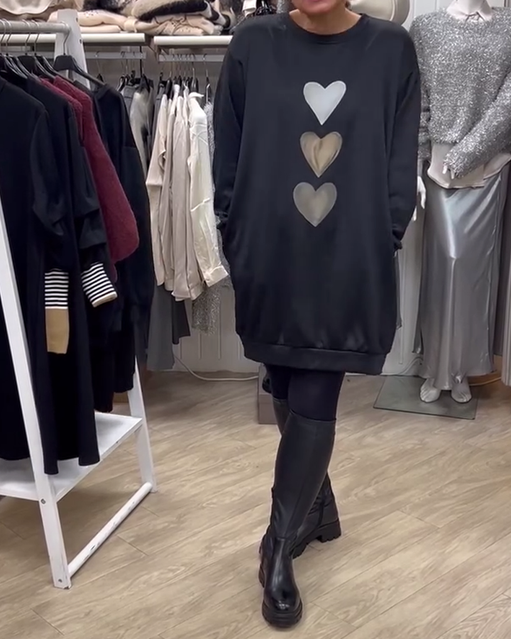 Sofie™ | Komfortabel Langærmet Sweatshirt med Hjerteprint