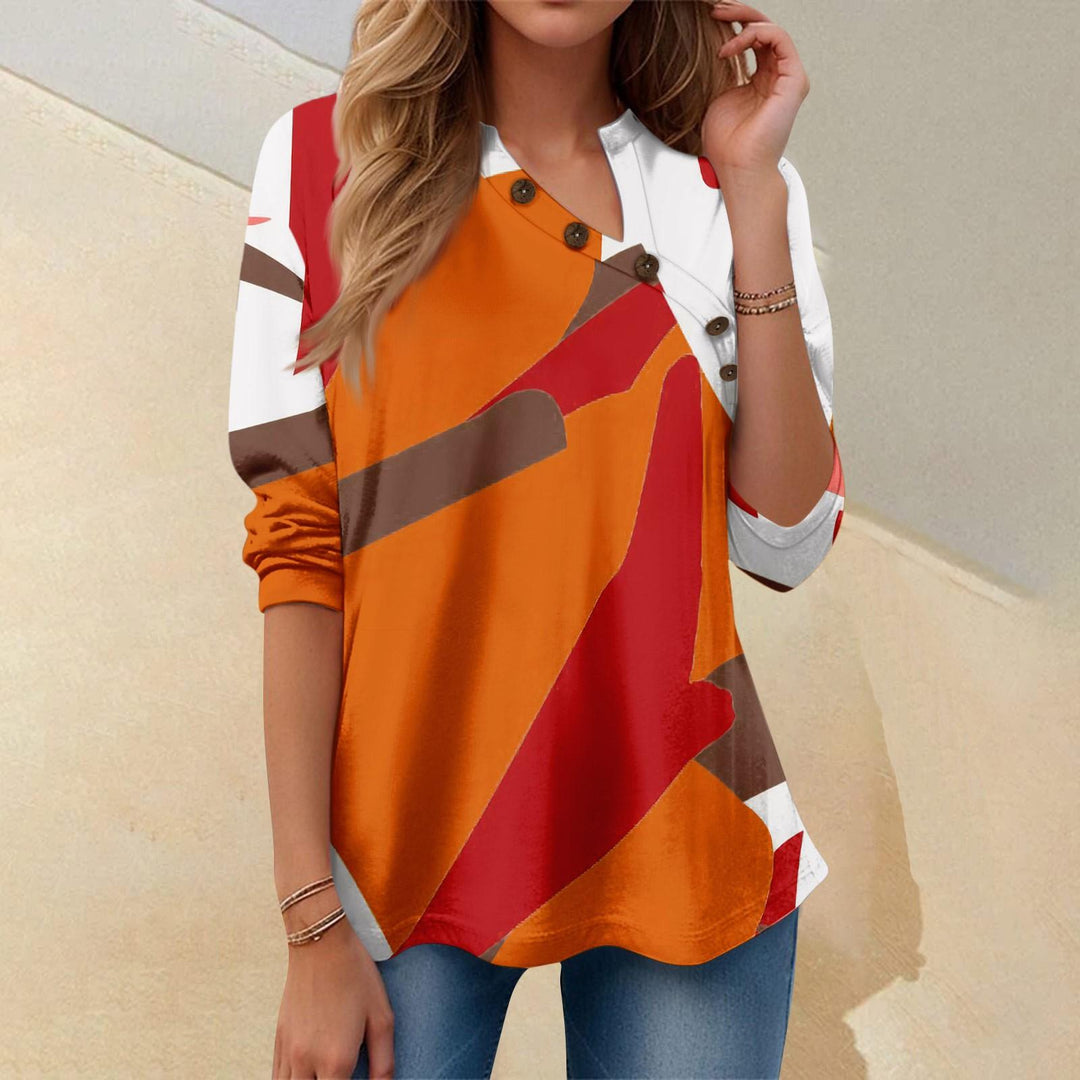 Sofie | V-hals Bluse med Knapper