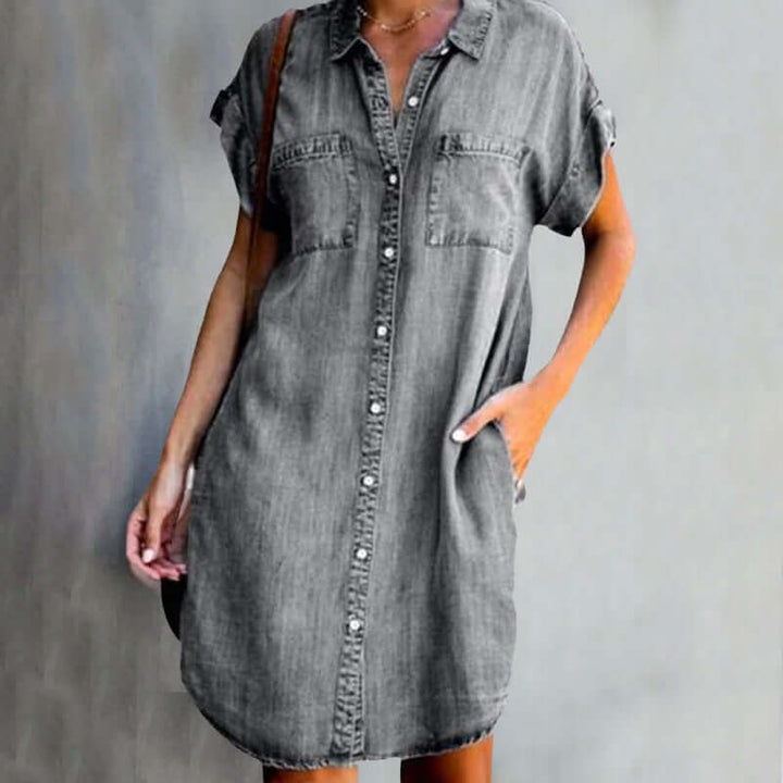 Valerie™ | Elegant Denimkjole Med Maveafdækning