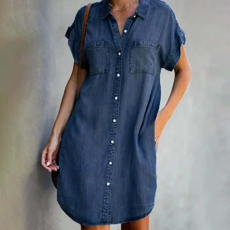 Valerie™ | Elegant Denimkjole Med Maveafdækning
