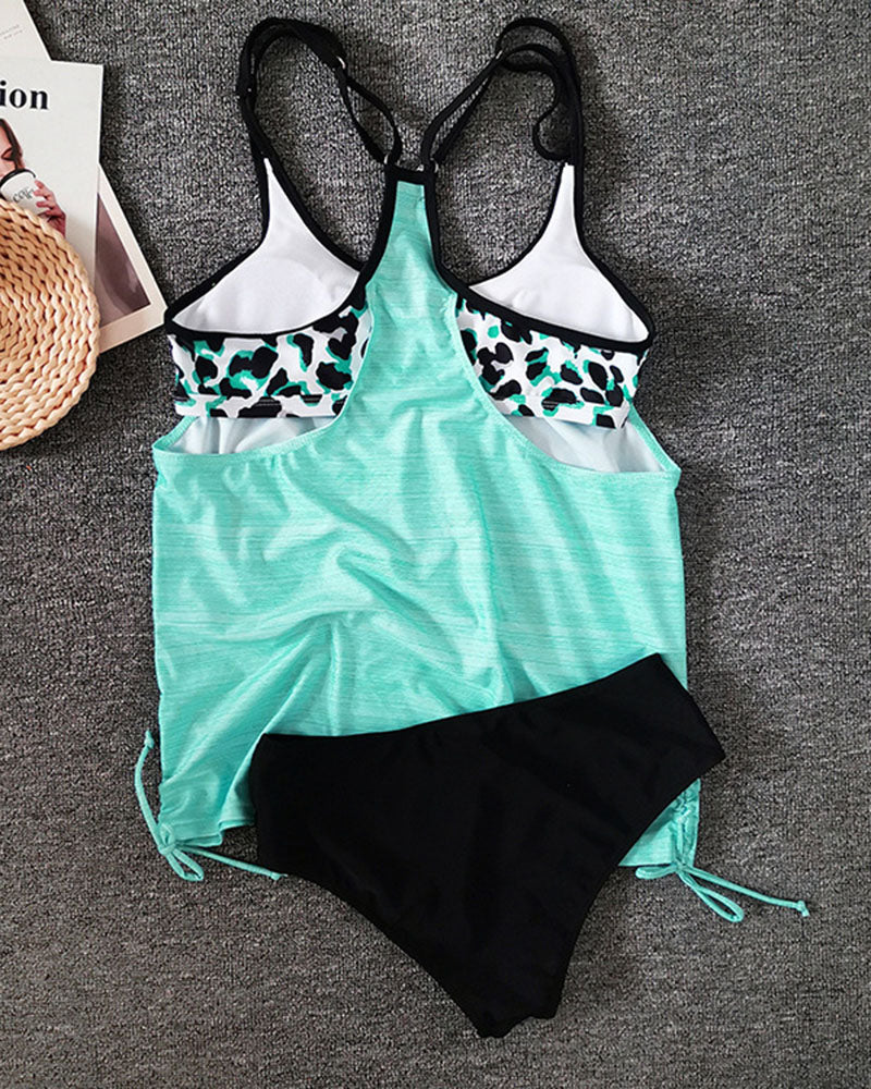 Augustus™ | Ensfarvet Tankini Med Leopardprint