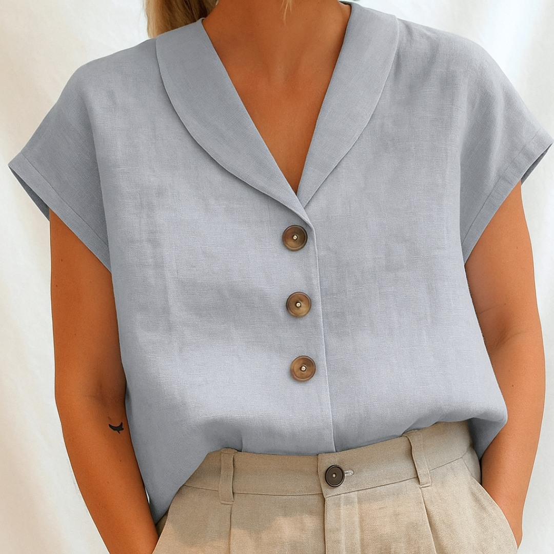 Lois™ | Elegant ensfarvet bluse