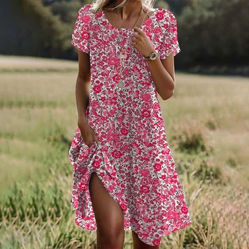 Anna™ | Knælang Kjole med Blomsterprint