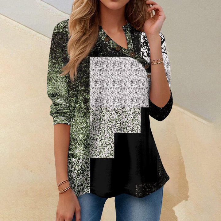 Sofie | V-hals Bluse med Knapper