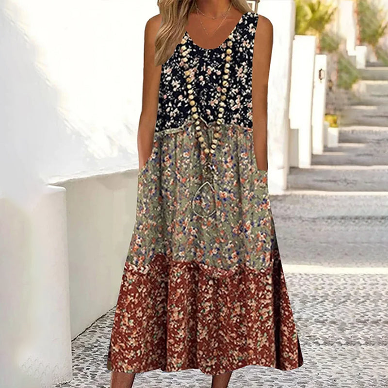 Tilde™ | Vintage Patchwork Kjole med Blomster