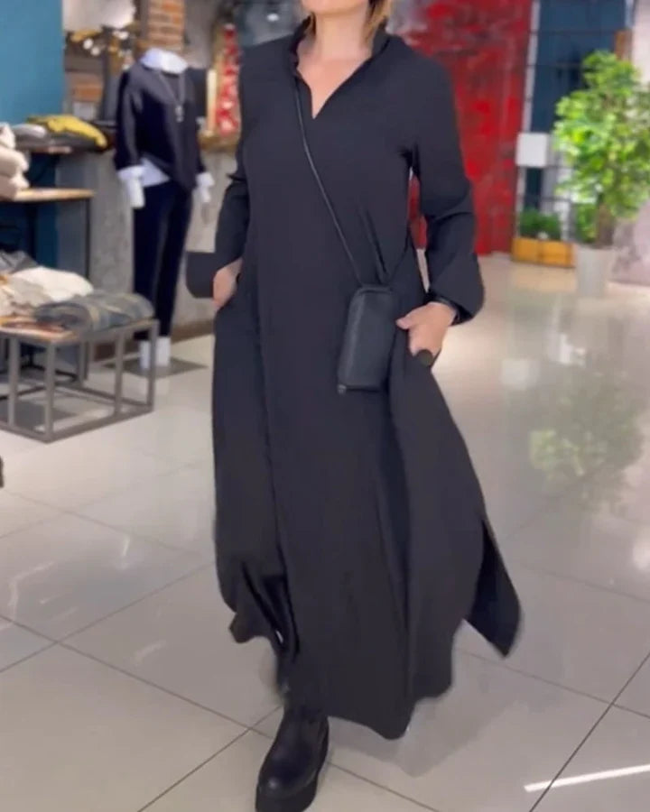 Christina™ - V-Hals Maxi-Kjole med Sidesplit