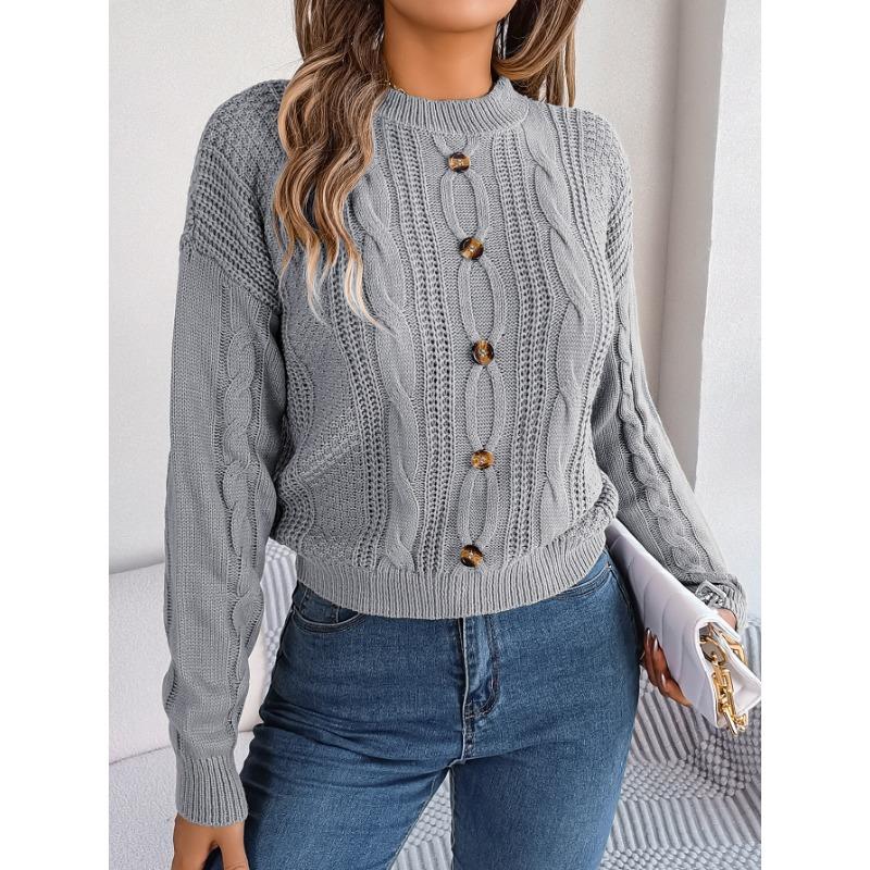Anine | Strikket Sweater med Knapper