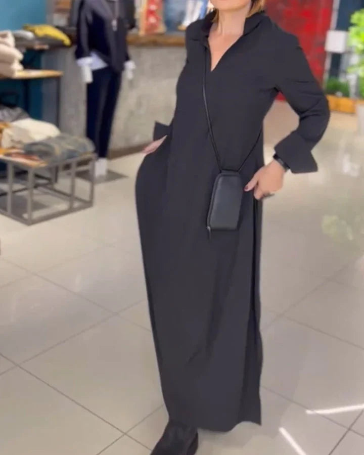 Christina™ - V-Hals Maxi-Kjole med Sidesplit