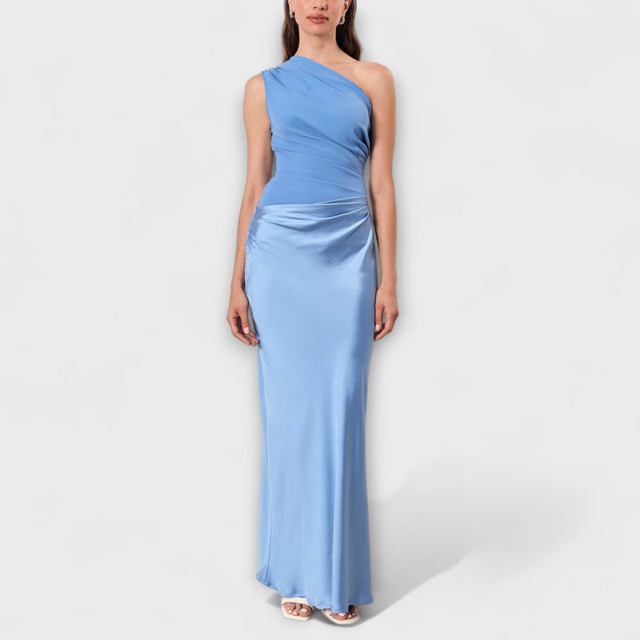 Elmina™ | Elegant Én-Skulder Plisseret Maxi Kjole
