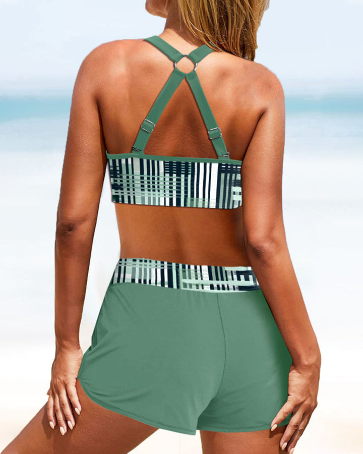 Janelle™ | Ribbet Bikini Med Høj Talje