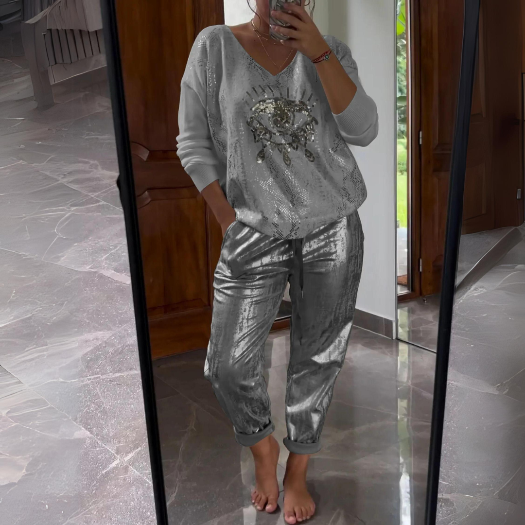Annika™ | Dame metallic bukser