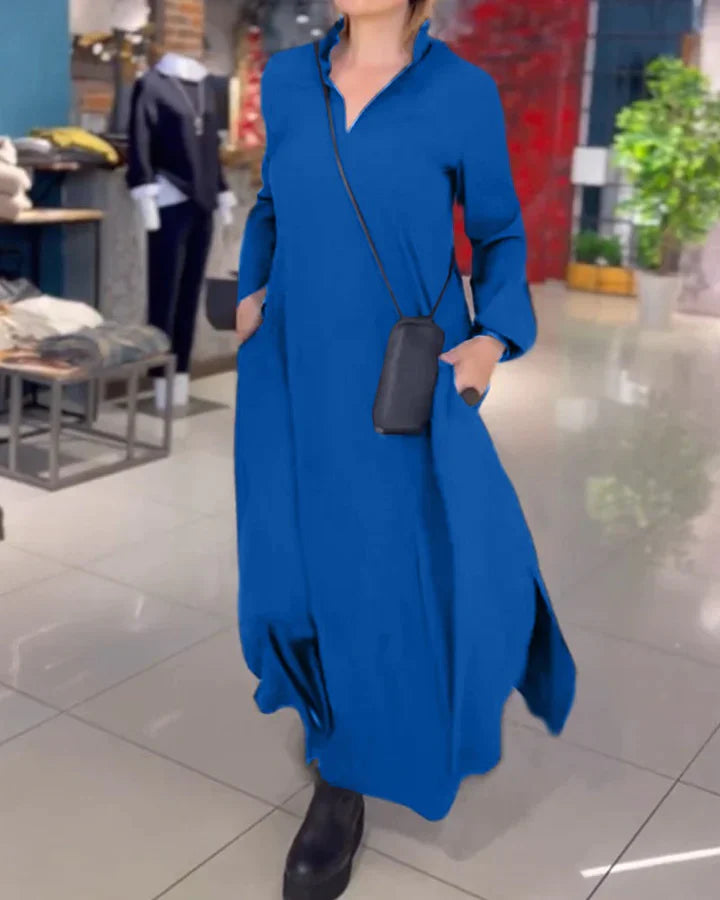 Christina™ - V-Hals Maxi-Kjole med Sidesplit