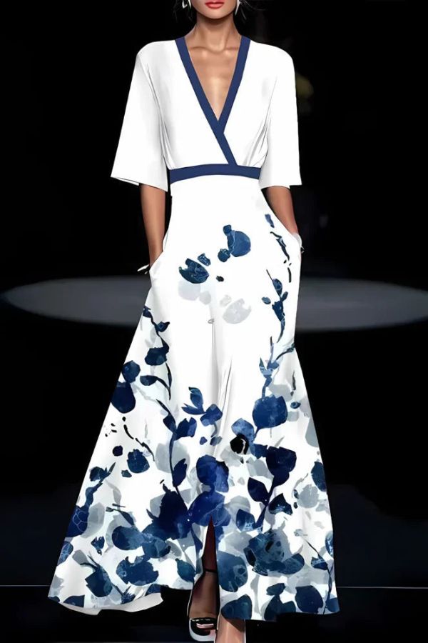 Isabella™ | Elegant Blomstret Kjole med Omslag