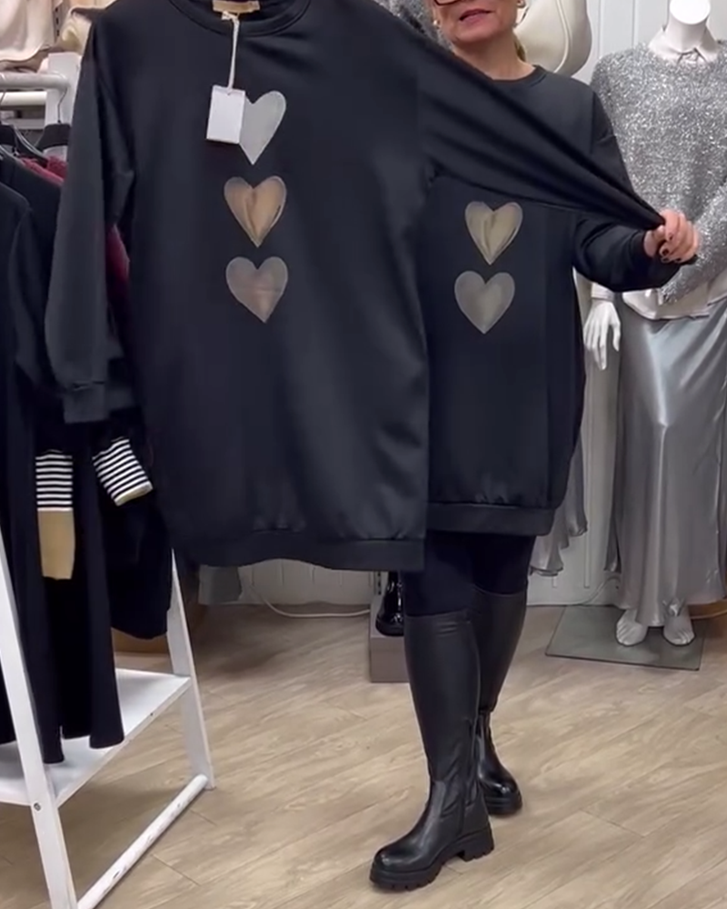 Sofie™ | Komfortabel Langærmet Sweatshirt med Hjerteprint