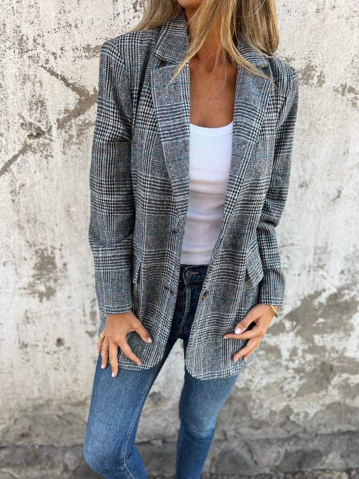 Josefine™ | Blazer med Revers i Ternet Mønster