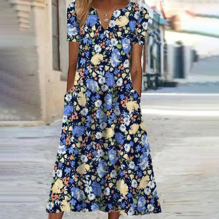 Liv™ | Casual Blomsterkjole med V-udskæring