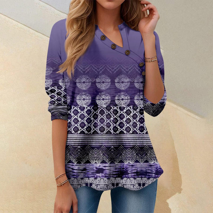 Sofie | V-hals Bluse med Knapper
