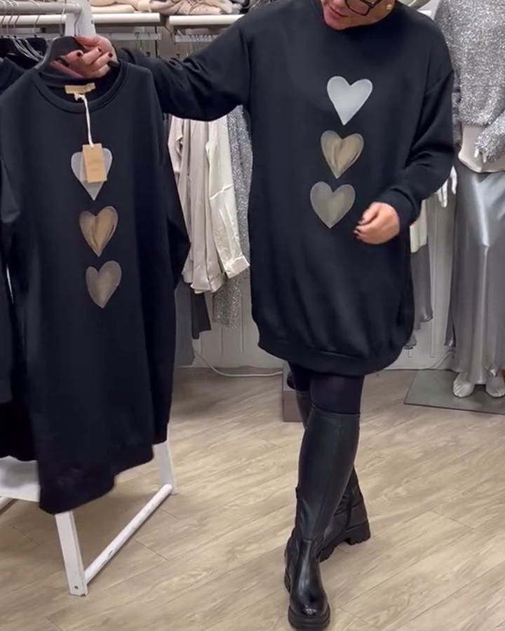Sofie™ | Komfortabel Langærmet Sweatshirt med Hjerteprint
