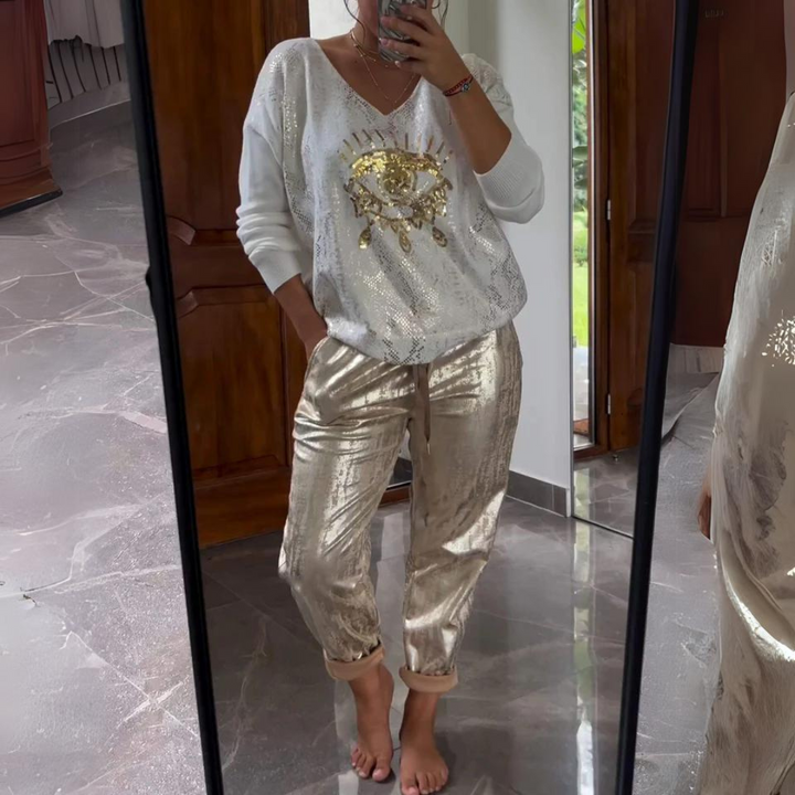 Annika™ | Dame metallic bukser