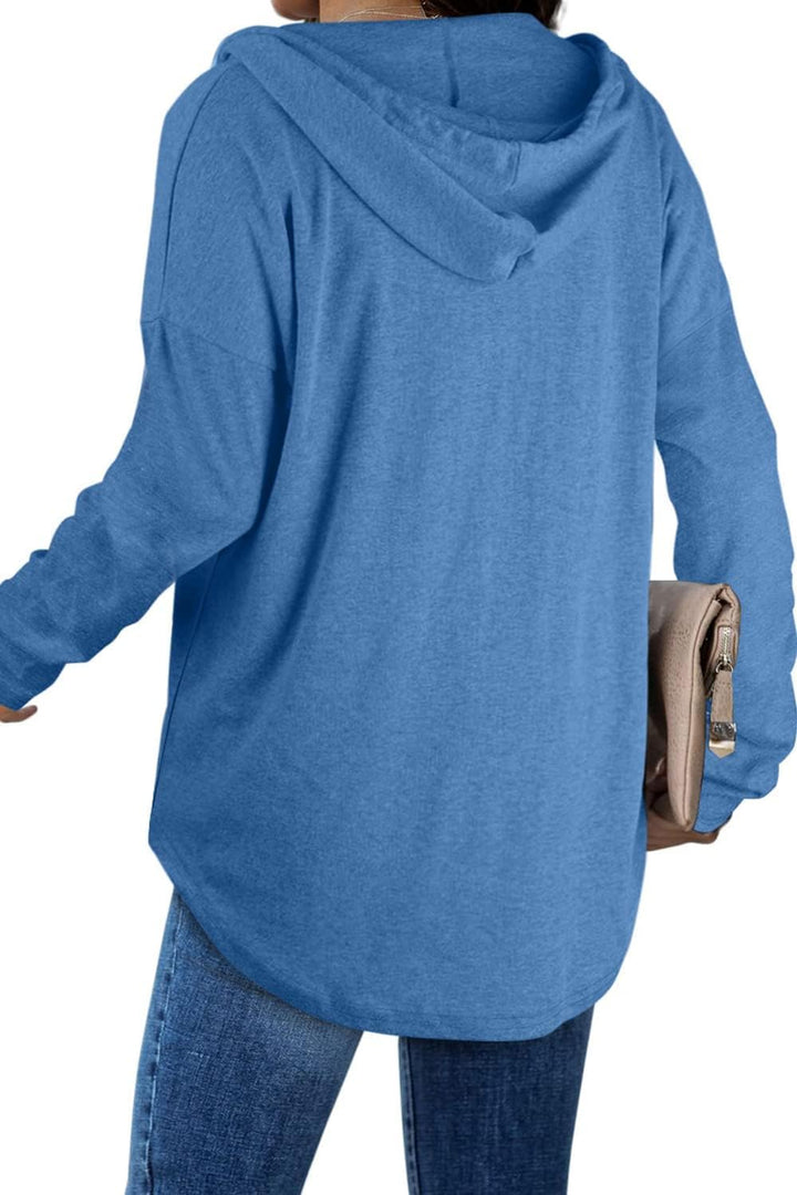 Camilla | Hoodie med V-hals og Snøre