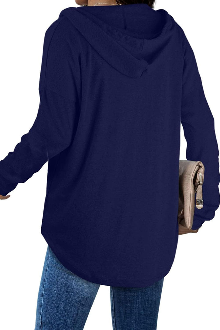 Camilla | Hoodie med V-hals og Snøre