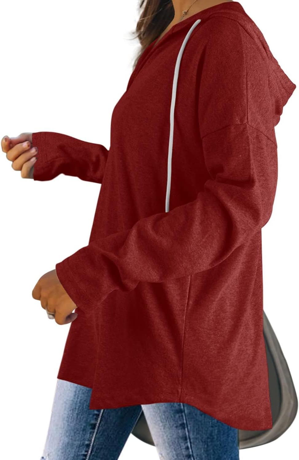 Camilla | Hoodie med V-hals og Snøre