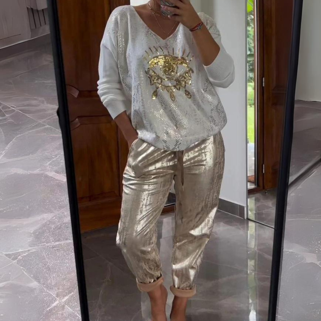 Annika™ | Dame metallic bukser