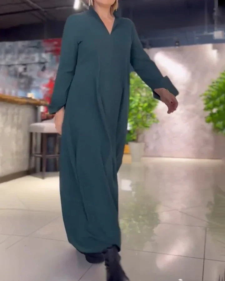 Christina™ - V-Hals Maxi-Kjole med Sidesplit