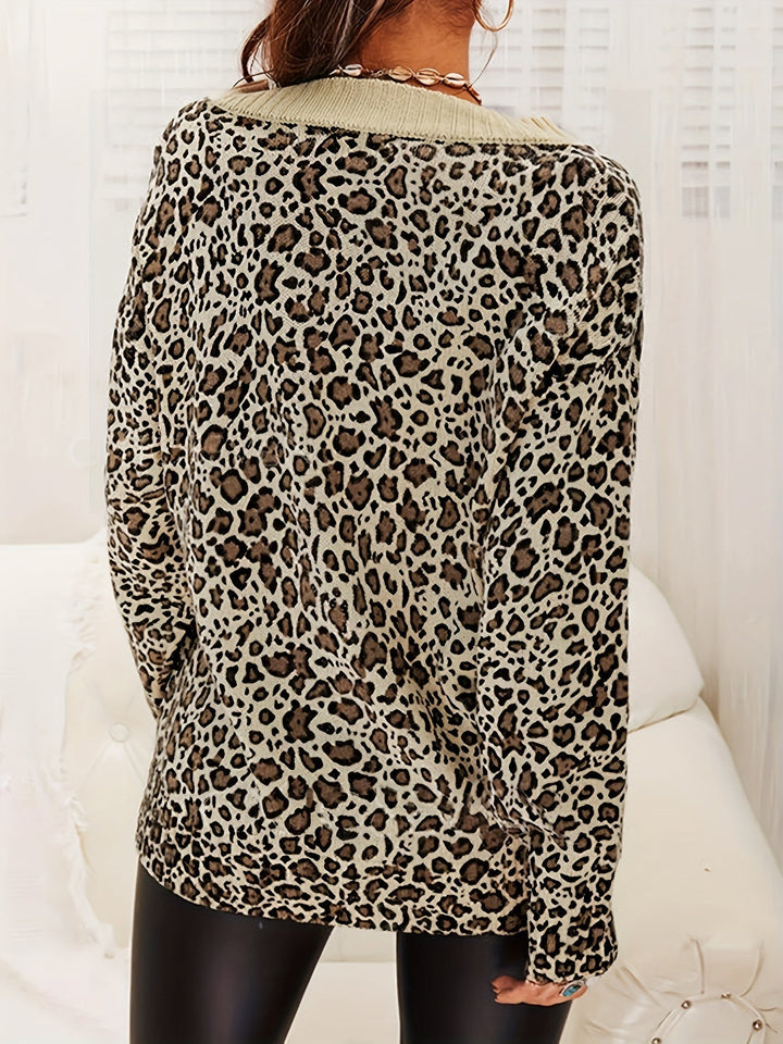 Sienna™ | Stilfuld Leopard V-Hals Sweater