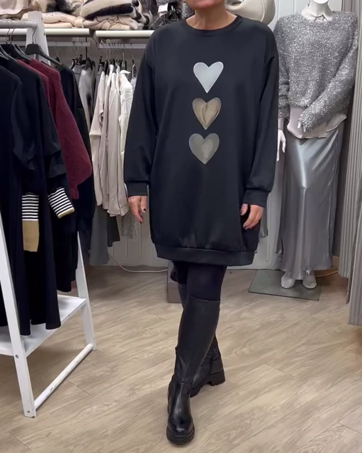 Sofie™ | Komfortabel Langærmet Sweatshirt med Hjerteprint
