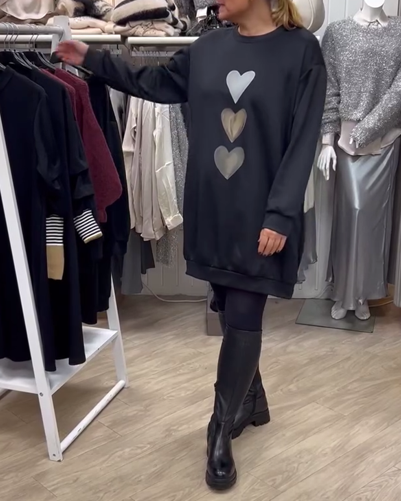 Sofie™ | Komfortabel Langærmet Sweatshirt med Hjerteprint