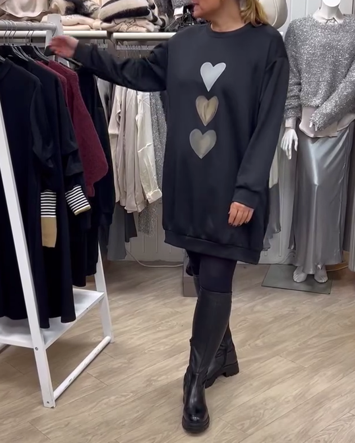 Sofie™ | Komfortabel Langærmet Sweatshirt med Hjerteprint