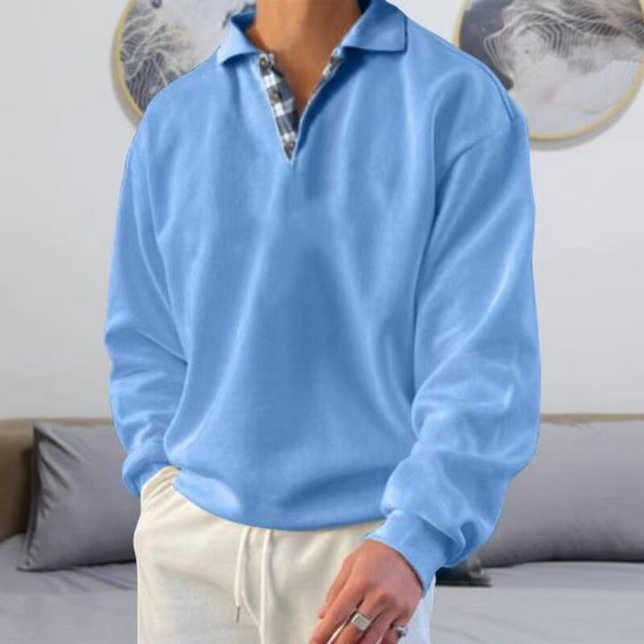 Valdemar | Herre Casual Pullover med Ternet Krave