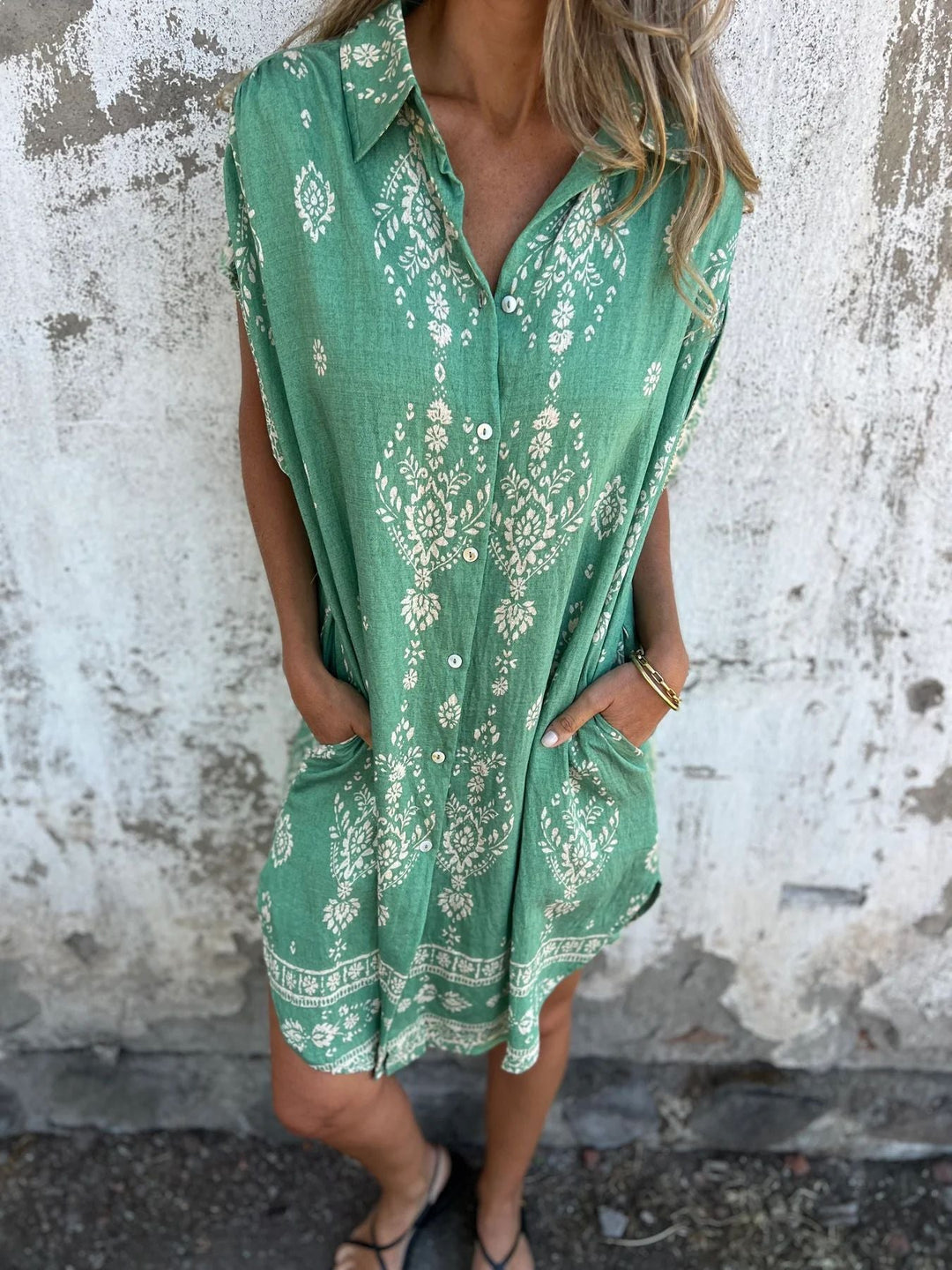 Silke™ | Casual Loose-Fit Kjole Med Korte Ærmer