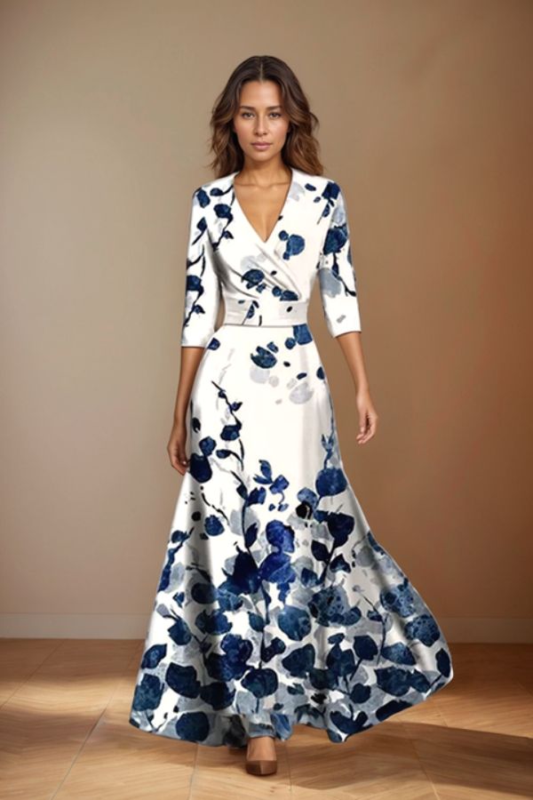Isabella™ | Elegant Blomstret Kjole med Omslag