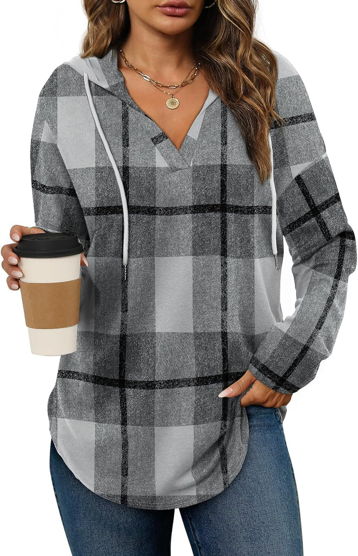 Camilla | Hoodie med V-hals og Snøre