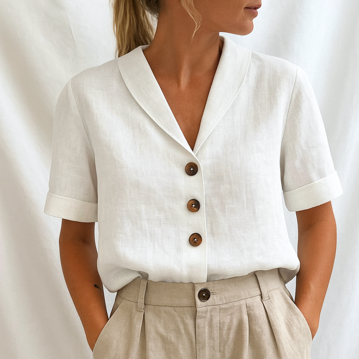 Lois™ | Elegant ensfarvet bluse