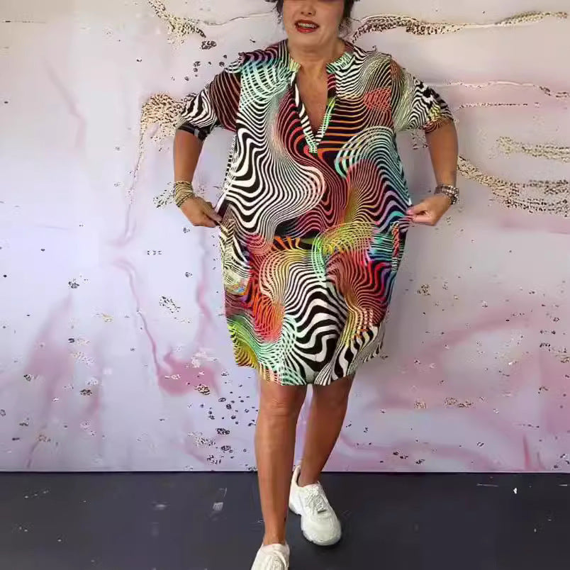 Viviana™ | Farverig Printet Kjole