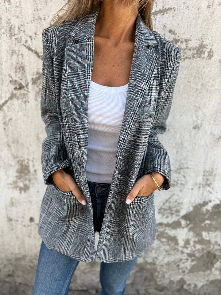 Josefine™ | Blazer med Revers i Ternet Mønster
