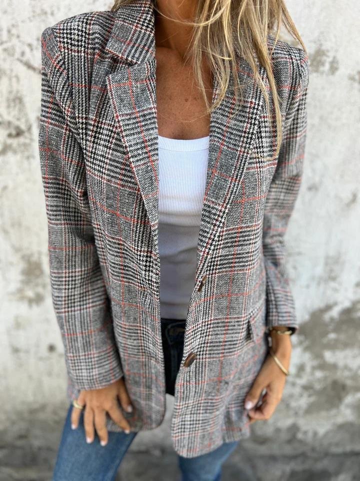 Josefine™ | Blazer med Revers i Ternet Mønster