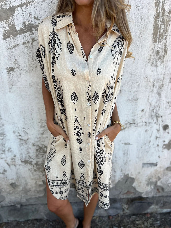 Silke™ | Casual Loose-Fit Kjole Med Korte Ærmer