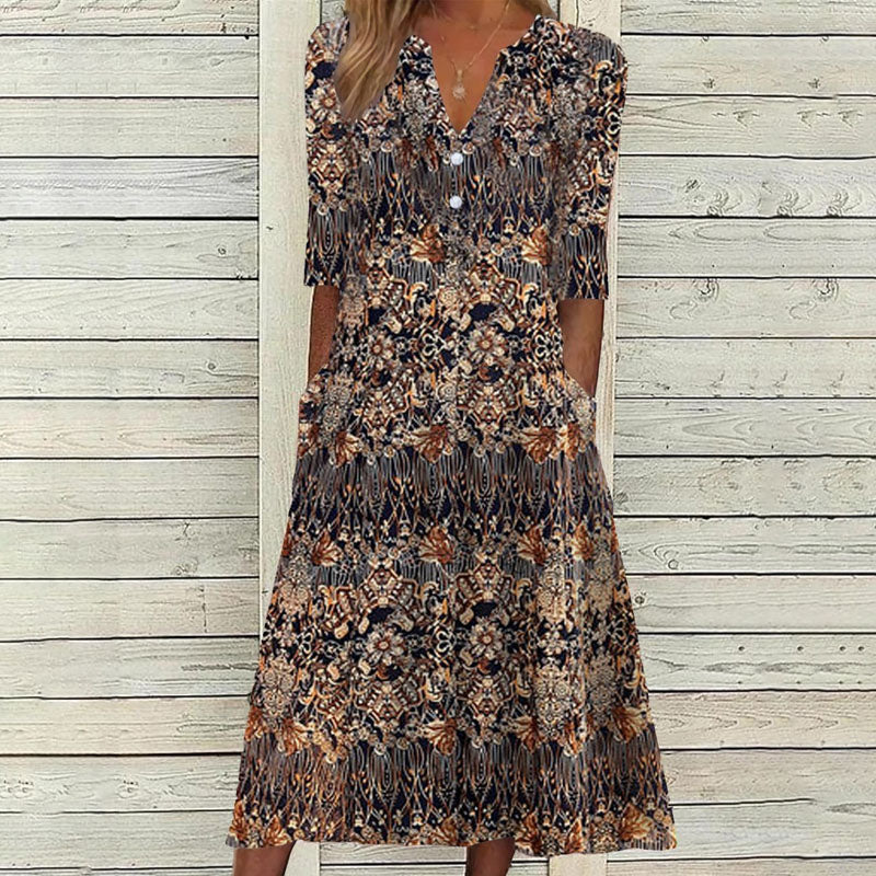 Freja™ | Vintage Blomsterprint Kjole