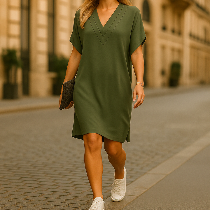 Isabella™ | V-hals Kjole med Slå-om-Design