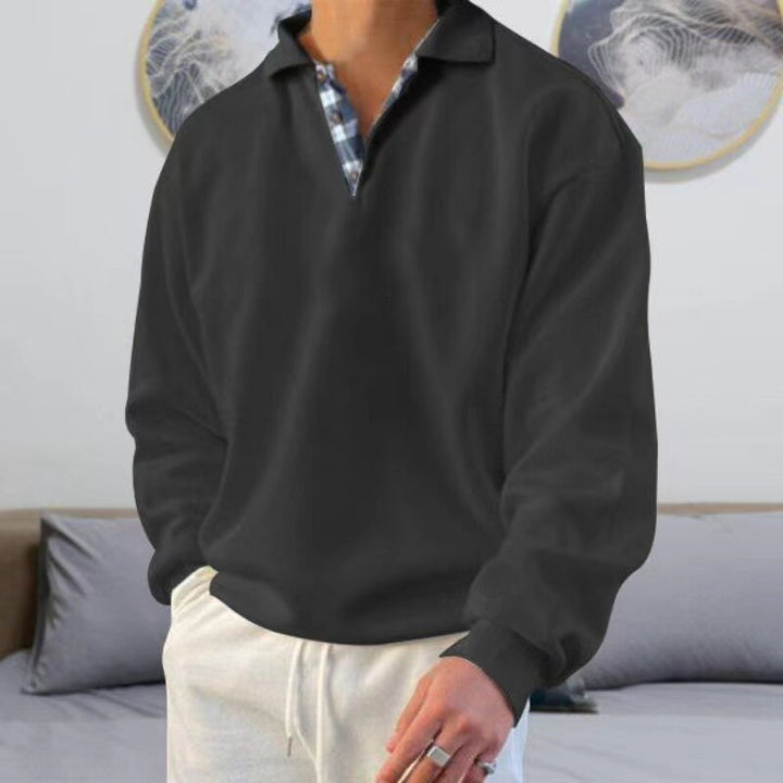 Valdemar | Herre Casual Pullover med Ternet Krave